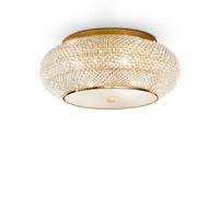 The Italian Collection Pasha 10 Light Semi-Flush Ceiling Fitting in Gold And Clear Crystal Finish