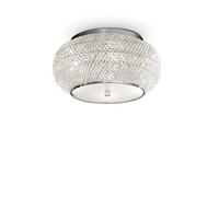 The Italian Collection Pasha 6 Light Semi-Flush Ceiling Fitting in Polished Chrome And Clear Crystal Finish