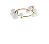 Ideal Lux Perlage 10 Light Globe Ceiling Light Brass, White Glass Shade