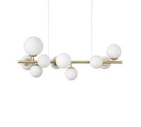 Ideal Lux Perlage 10 Light Ceiling Pendant in Satin Brass Finish And White Glass Shades