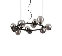 Ideal Lux Perlage 11 Light Ceiling Pendant in Matt Black Finish And Clear Glass Shades