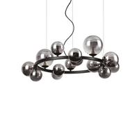 Ideal Lux Perlage 14 Light Ceiling Pendant in Matt Black Finish And Clear Glass Shades