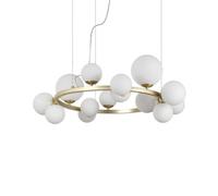 Ideal Lux Luminosa Perlage 14 Light Round Globe Pendant Ceiling Light Brass