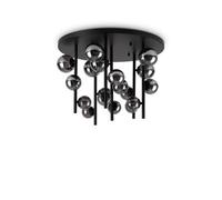 Ideal Lux Perlage 18 Light Globe Ceiling Light Black, Smokey Grey Shade
