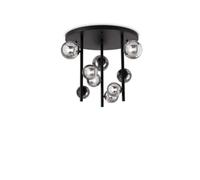 IDEAL LUX Perlage ceiling lamp, black/smoke grey, Ø 50 cm, 9-light