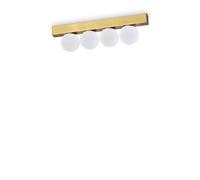 Ideallux Ideal Lux LED ceiling lamp Ping Pong brass 4-bulb, opal glass