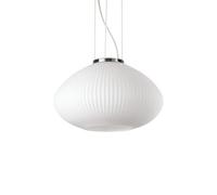 Ideal Lux Plisse Single Light Ceiling Pendant in Polished Chrome Finish with White Glass Shade