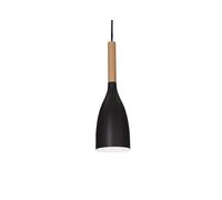 Ideal Lux Manhattan Single Light Ceiling Pendant in a Black and Wood Finish