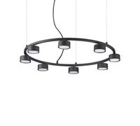Ideal Lux Minor Indoor 8 Light Circular Ceiling Pendant Lamp 8 Lights Black