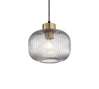 Ideal Lux Mint-2 Single Light Ceiling Pendant in Satin Brass and Smoked Finish