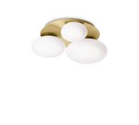 Luminosa Lighting Luminosa Ninfea 3 Light Round Decoratiglass Flush Ceiling Light Brass