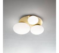 Luminosa Lighting Luminosa Ninfea 3 Light Round Decoratiglass Flush Ceiling Light Brass