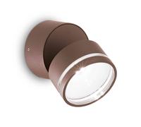 Ideal Lux Omega Round 4000K LED Outdoor Wall Spotlight in Coffee Brown Finish
