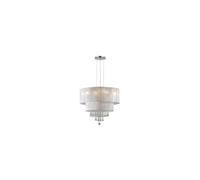 Luminosa Lighting Luminosa Opera 6 Light Ceiling Pendant Chrome, Crystals With And White Shade, E27