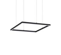 Ideal Lux Oracle Slim 50cm Square 3000K LED Ceiling Pendant in Black Finish