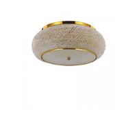 Pasha 10 Light Ceiling Flush Light Gold with Crystals E14 Netlighting Gold One Size