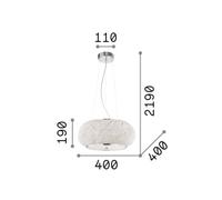 IDEAL LUX Pasha hanging light, gold/clear, Ø 40 cm, glass