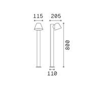 Ideal Lux Gas Outdoor Bollard Black Ip43
