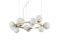 Ideal Lux Perlage 11 Light Round Globe Pendant Ceiling Light Brass