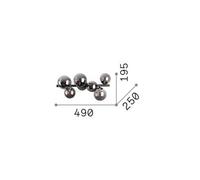 Ideal Lux Perlage 6 Light Globe Ceiling Light Black, Smokey Grey Shade