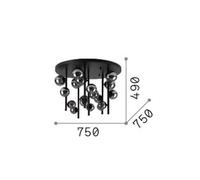 IDEAL LUX Perlage ceiling lamp, brass/amber, Ø 70 cm, 18 bulbs