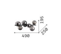 Ideal Lux Perlage 6 Light Globe Ceiling Light Brass, Amber Glass Shade