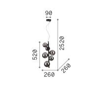 IDEAL LUX Perlage hanging light, brass/white, height 52 cm, 6-bulb