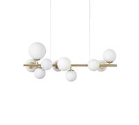 IDEAL LUX Perlage pendant light, length 81 cm, brass/white, 10-bulb