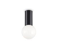 Ideal Lux Petit Ceiling Flush Fitting in Matt Black Finish with White Glass Diffuser
