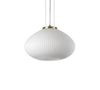 Ideal Lux Plisse Single Light Ceiling Pendant in Satin Brass Finish with White Glass Shade