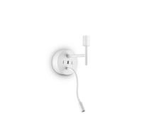 Ideal Lux Set Up 2 Light LED Wall Fitting in White Finish with Adjustable Reading Light & USB Socket
