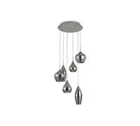 Ideal Lux Soft 6 Light Bar Ceiling Pendant in Smoke and Chrome Finish