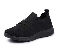 IDEAL ONLINE Womens Walking Shoes Fashion Running Sneakers Breathable Lightweight Shock Absorbing Sport Cross Trainer Shoe (Black with Laces, Numeric_8)
