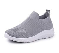 IDEAL ONLINE Womens Walking Shoes Fashion Running Sneakers Breathable Lightweight Shock Absorbing Sport Cross Trainer Shoe (UK 6 / EU 39, Grey)