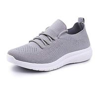 IDEAL ONLINE Womens Walking Shoes Fashion Running Sneakers Breathable Lightweight Shock Absorbing Sport Cross Trainer Shoe (Grey with Laces, Numeric_6)