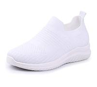 IDEAL ONLINE Womens Walking Shoes Fashion Running Sneakers Breathable Lightweight Shock Absorbing Sport Cross Trainer Shoe (UK 8 / EU 41, White)