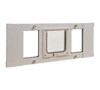 Ideal Pet Products Aluminum Sash Window Pet Door, Adjustable to Fit Window Widths from 27" to 32", Cat Flap 6-1/4” x 6-1/4” Flap Size