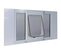 Ideal Pet Products Aluminum Sash Window Pet Door, Adjustable to Fit Window Widths from 33" to 38", Chubby Kat 7-1/2” x 10-1/2” Flap Size