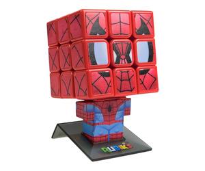 IDEAL | Rubik's Cubers Collectible Spider-Man Cube: fully solvable 3x3 character Rubik's Cube with display stand | Brainteaser Puzzles | Marvel Merchandise | Fidget Toys | Ages 8+
