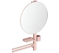 Ideal Standard Alu+ Beauty mirror, Accessory combination L, with Ø 508 mm cosmetic mirror and adjustable shelves, made from 84% recycled aluminum - Rosé (640x145.5x817 mm)