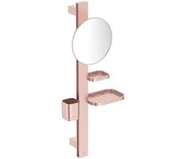Ideal Standard Alu+ Beauty mirror, Accessory combination S, with Ø 205 mm cosmetic mirror (3x magnification) and adjustable shelves, made from 84% recycled aluminum - Rosé (310.5x160x717 mm)