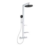 Ideal Standard - Alu+, Thermostatic Shower Column in Aluminum, Thermostatic Mixer with Double Outlet, Matt Silver