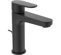 Single Hole Mixer Tap Ideal Standard Cerafine O with pull cord and drain set125mm Silk Black