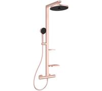 Ideal Standard BD583RO Alu+ Shower System with Ceratherm Shower Thermostat - Lead Free, Chrome & Nickel Free - Spa Rain Shower with 2-Function Hand Shower in Rose