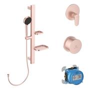 Ideal Standard BE127RO Alu+ Complete Faucet Set, Shower Set, Shower Rod, Water Saving Hand Shower, Pink