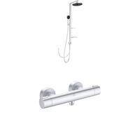 Ideal Standard - Bundle of Ceratherm Alu+ Shower Diverter System and Exposed Shower Mixer with Thermostatic Function, Water and Energy Savings, Made from Recycled Aluminium, in matt Silver Finish