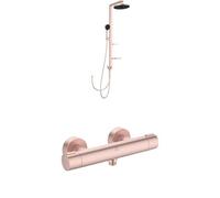 Ideal Standard - Bundle of Ceratherm Alu+ Shower Diverter System and Exposed Shower Mixer with Thermostatic Function, Water and Energy Savings, Made from Recycled Aluminium, in matt rosé Finish