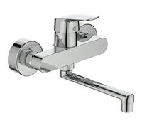 Ideal Standard CeraFlex Single Lever Basin Mixer Tap with Swivel Spout - Wall Mounted with Adjustable S Connectors in Chrome