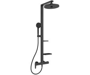 Ideal Standard Ceraflow Alu+ Exposed Shower System, Made from 100% Recycled Aluminum, Water-Saving showerhead with Adjustable Spray Modes and Scald Protection - Matt Black (356x501x1113 mm)