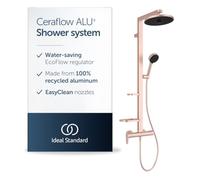 Ideal Standard Ceraflow Alu+ Shower System, Rosé, Variable Spray Modes | Head shower Ø 26 cm & hand shower Ø 10 cm, single lever, Rain & SilkRain, MaxFlow 8/12 l/min, EasyClean nozzles